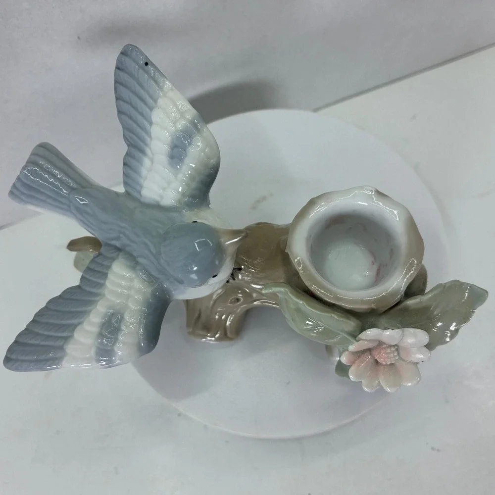 Jamestown China Small Wonders Blue Bird Porcelain Figurine Candle Holder